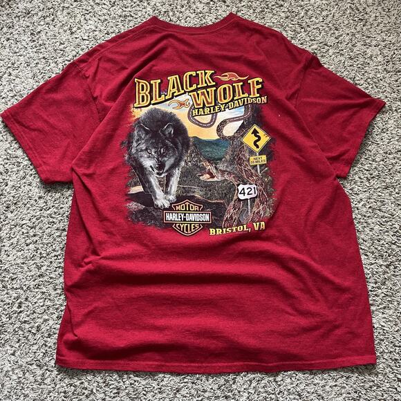 Harley-Davidson Black Wolf Rattlesnake T-Shirt XL Bristol Virginia Motorcycle - Picture 4 of 7
